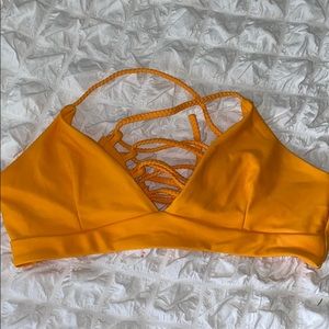 Orange zig zag tie back bikini top